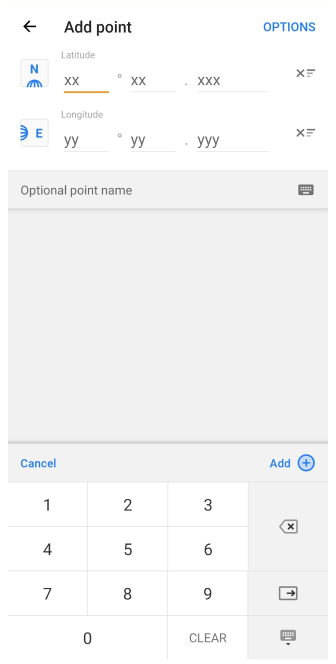 Coordinates input overview