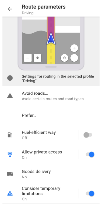 Navigation Settings Android