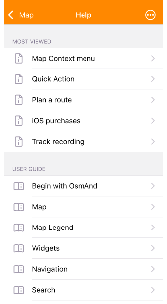 Maps menu iOS