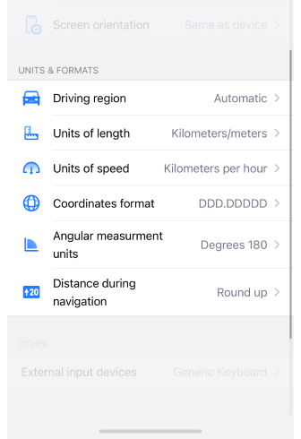 Profiles General Settings Units &amp; formats iOS