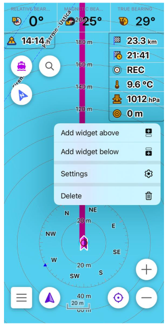 Widget Context menu iOS