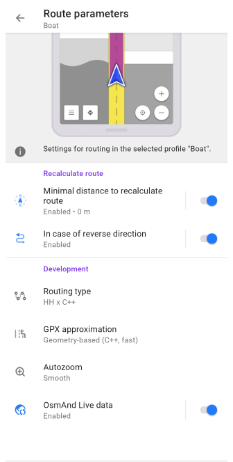 Configuración de ruta directa a un punto