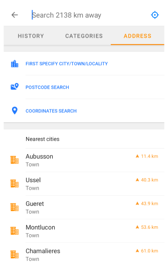 Recherche d&#39;adresse Android