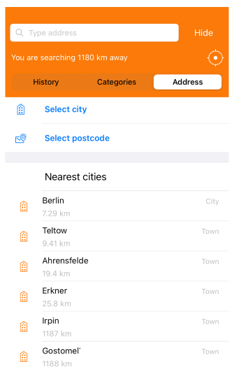 Recherche d&#39;adresse iOS