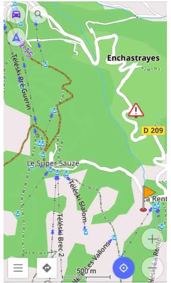 Pas de cartes de ski sous Android