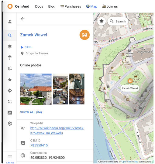 Menu contextuel POI