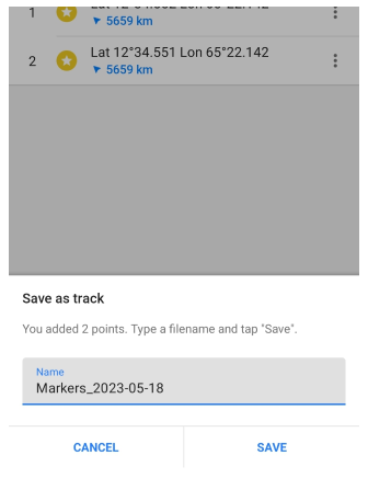 Saisie de coordonnées enregistrer un point Android 1