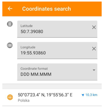 Rechercher des coordonnées Android