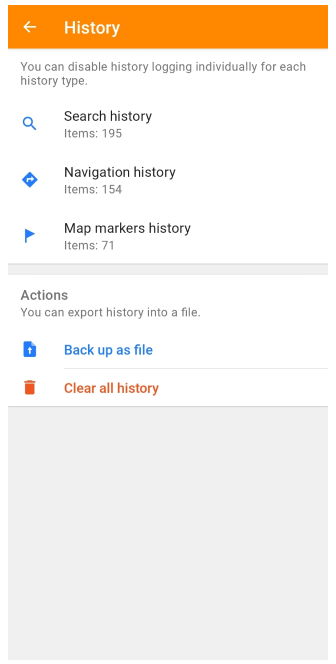 Paramètres généraux Historique Android