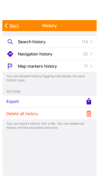 Paramètres généraux Historique iOS