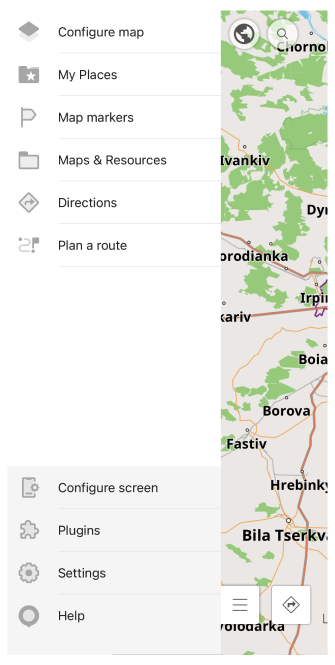 Menu principal iOS