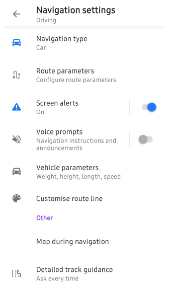 Paramètres de navigation Android