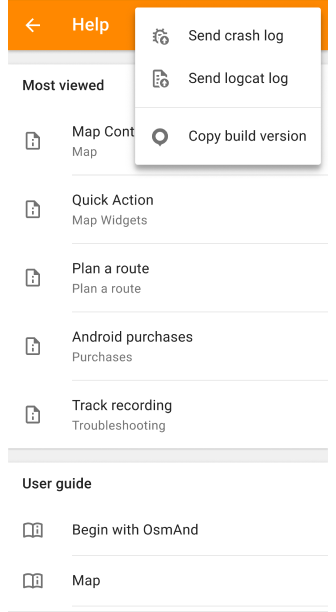 Capture d&#39;écran de l&#39;aide hors ligne Android