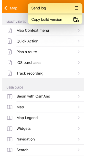 Menu Cartes iOS