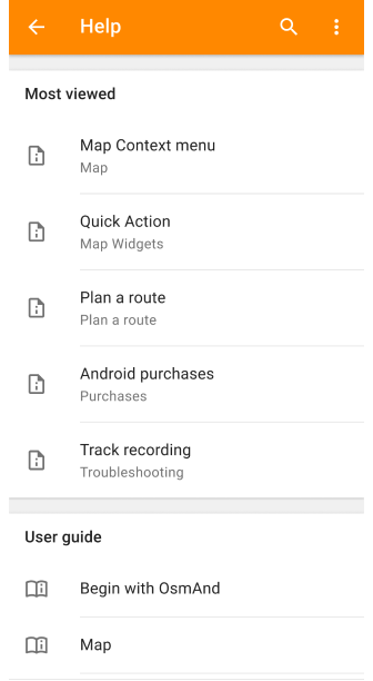 Capture d&#39;écran de l&#39;aide hors ligne Android