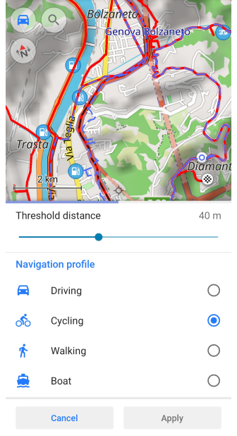 Planifier un itinéraire snap-road-ios