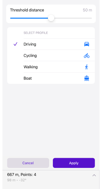 Planifier un itinéraire snap-road-ios