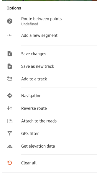Planifier un itinéraire android-options