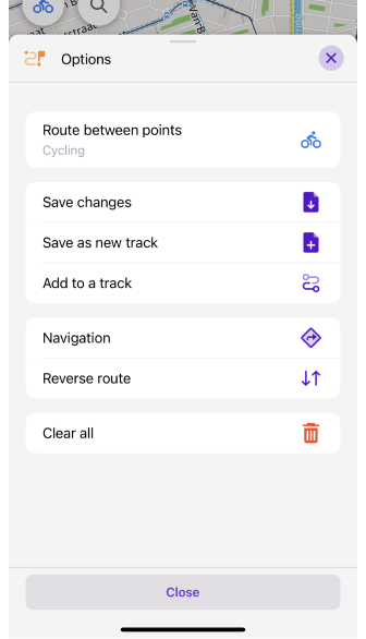 Planifier un itinéraire ios-options