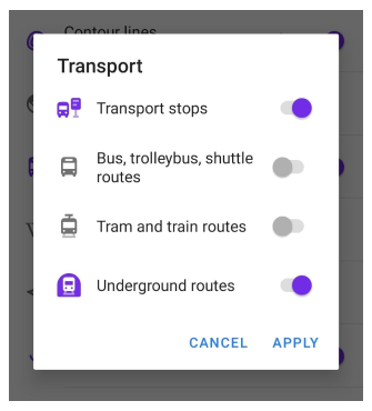 Couche Transports en commun Android