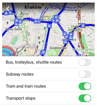 Couche Transports en commun iOS