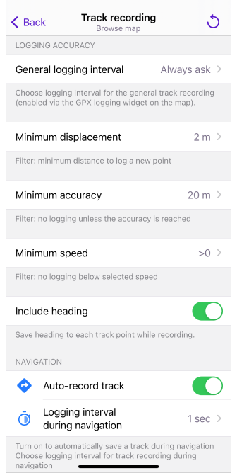 Configuration de l&#39;enregistrement de trajets dans iOS