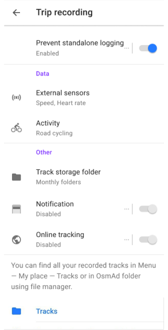 Configuration de l&#39;enregistrement de trajets dans Android