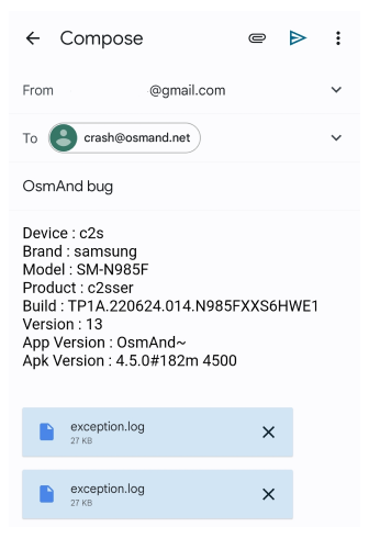 Envoyer les journaux de plantage depuis Android 2