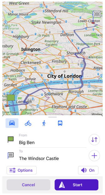 Démarrer la navigation iOS