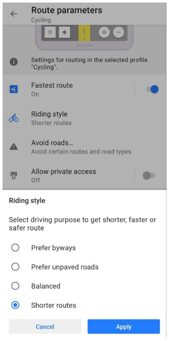 Style de conduite à vélo Android