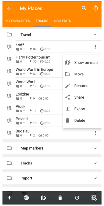 Menu des points des guides de voyage 2