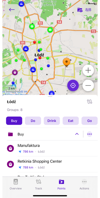 Menu de recherche des guides de voyage
