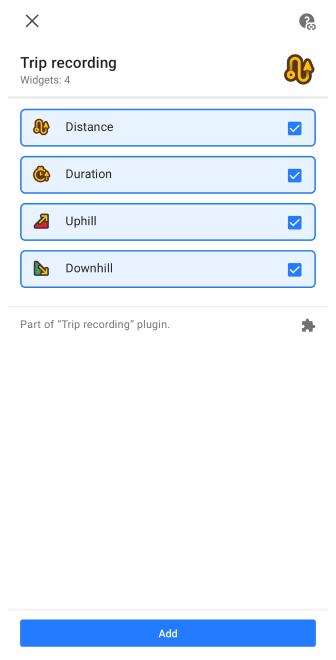 Widget d&#39;enregistrement de trajets