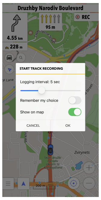 Démarrer l&#39;enregistrement de voyage iOS