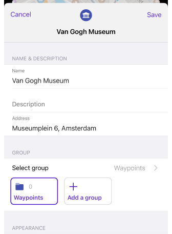 Aggiungi waypoint