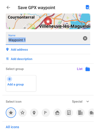Aggiungi waypoint