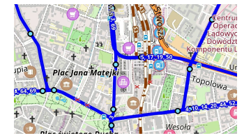 Tram dei trasporti sulla mappa
