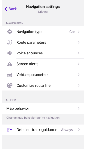 Impostazioni di navigazione iOS