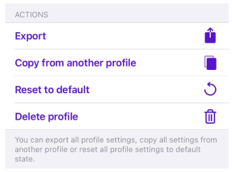 Azioni profili Impostazioni iOS