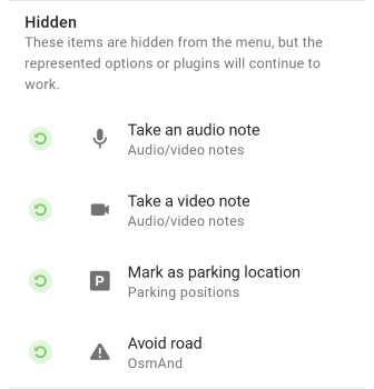 Ripristina menu Configura mappa profilo Android