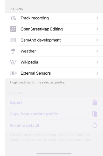 Plugin Impostazioni profilo iOS
