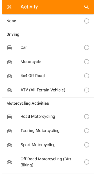 Attività informazioni traccia