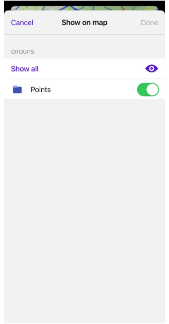 Menu traccia Mappa gruppo iOS