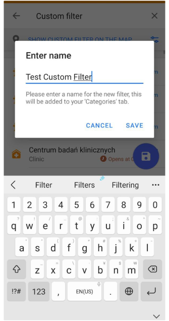 Zapisz niestandardowe POI Android