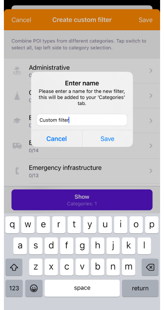 Zapisz niestandardowe POI iOS