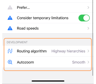 Ustawienia nawigacji iOS