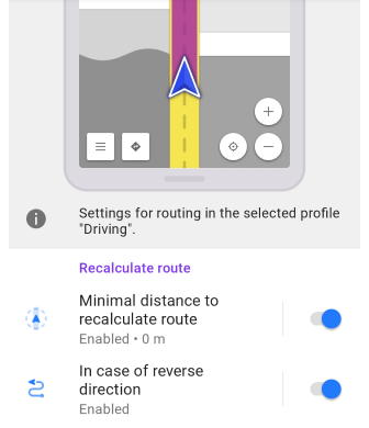 Ustawienia nawigacji Android
