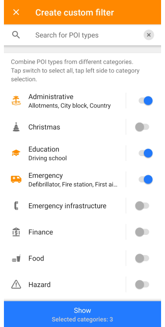 Niestandardowe wyszukiwanie Android