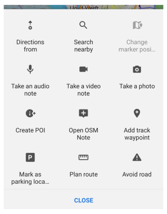 Menu adicional de ações Android