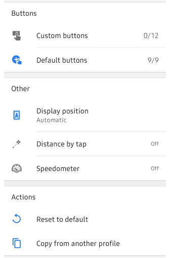 Menu Configurar tela